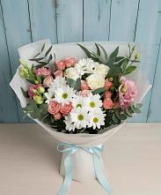 Букет цветов из:  Розы, Лизиантусы и Хризантемы #REPLACE_PRED# Сургуте