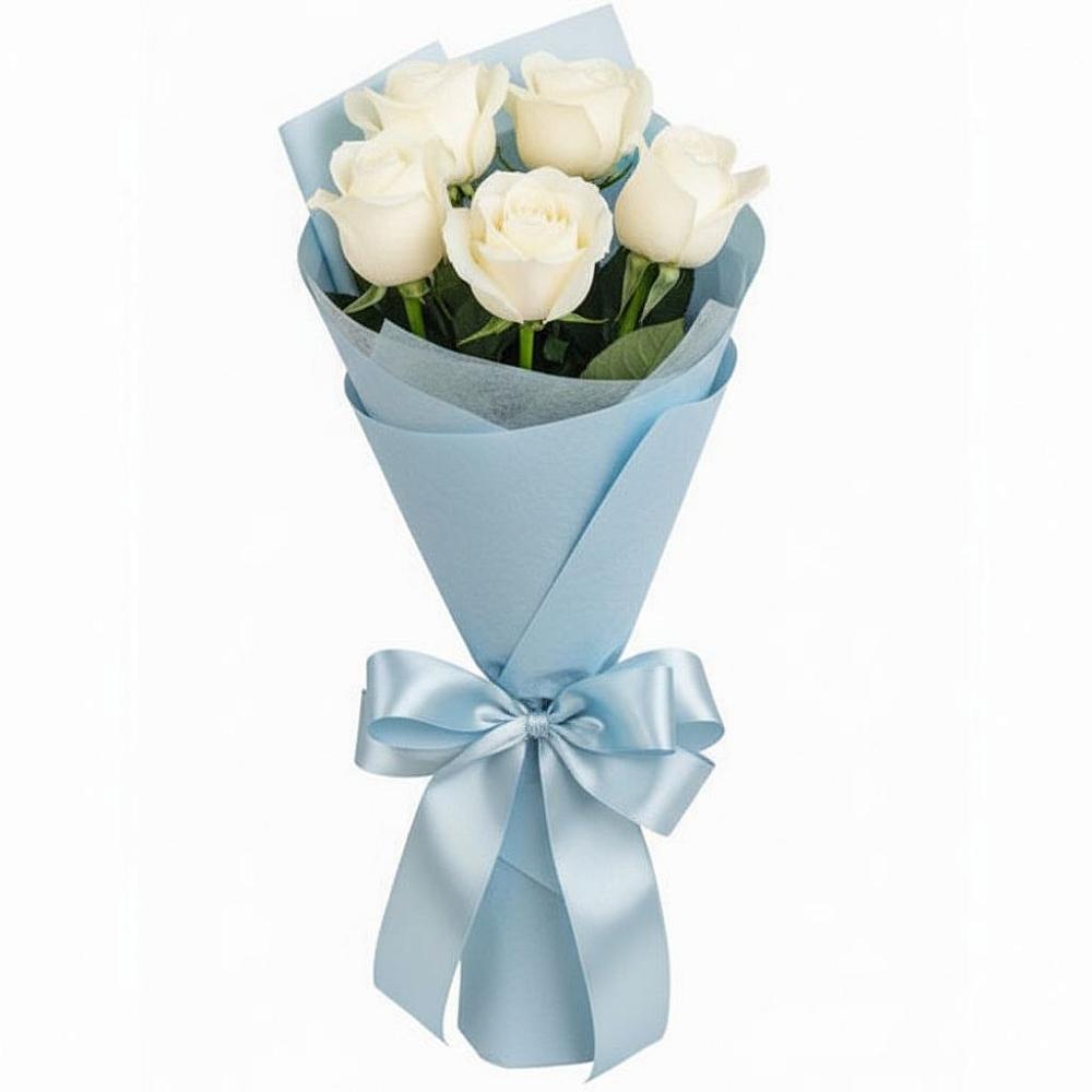 Букет 5 Белых роз Проуд в Сургуте