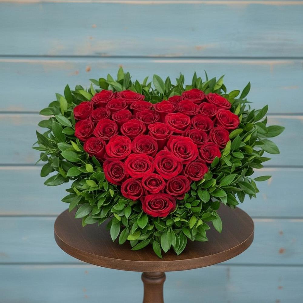 Цветочная композиция из Розы в виде сердца в Сургуте