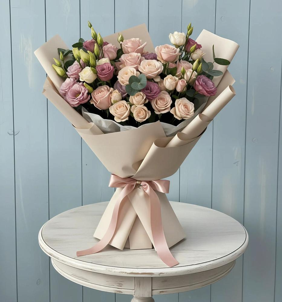 Букет цветов из: Розы и Лизиантусы в Сургуте